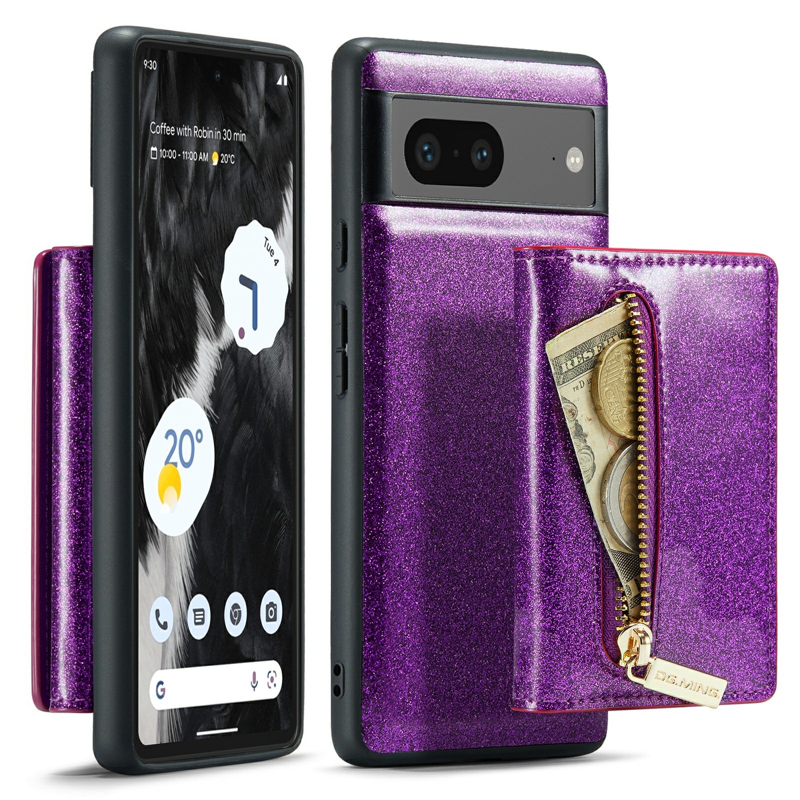 DG.MING M3 Series For Google Pixel 7 5G Magnetic Detachable Glitter Bling Powder PU Leather Phone Cover Wallet Kickstand Shockproof Phone Case DG.MING M3 Series For Google Pixel 7 5G Magnetic Detachable Glitter Bling Powder PU Leather Phone Cover Wallet Kickstand Shockproof Phone Case